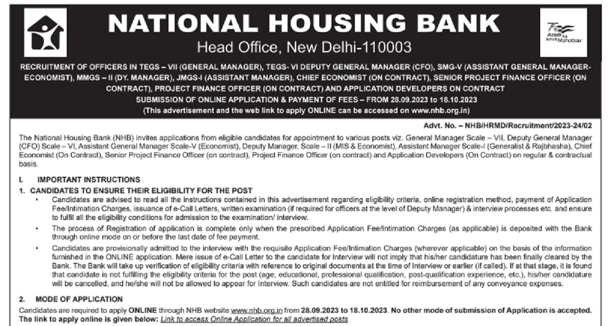 National Housing Bank Recruitment 2023