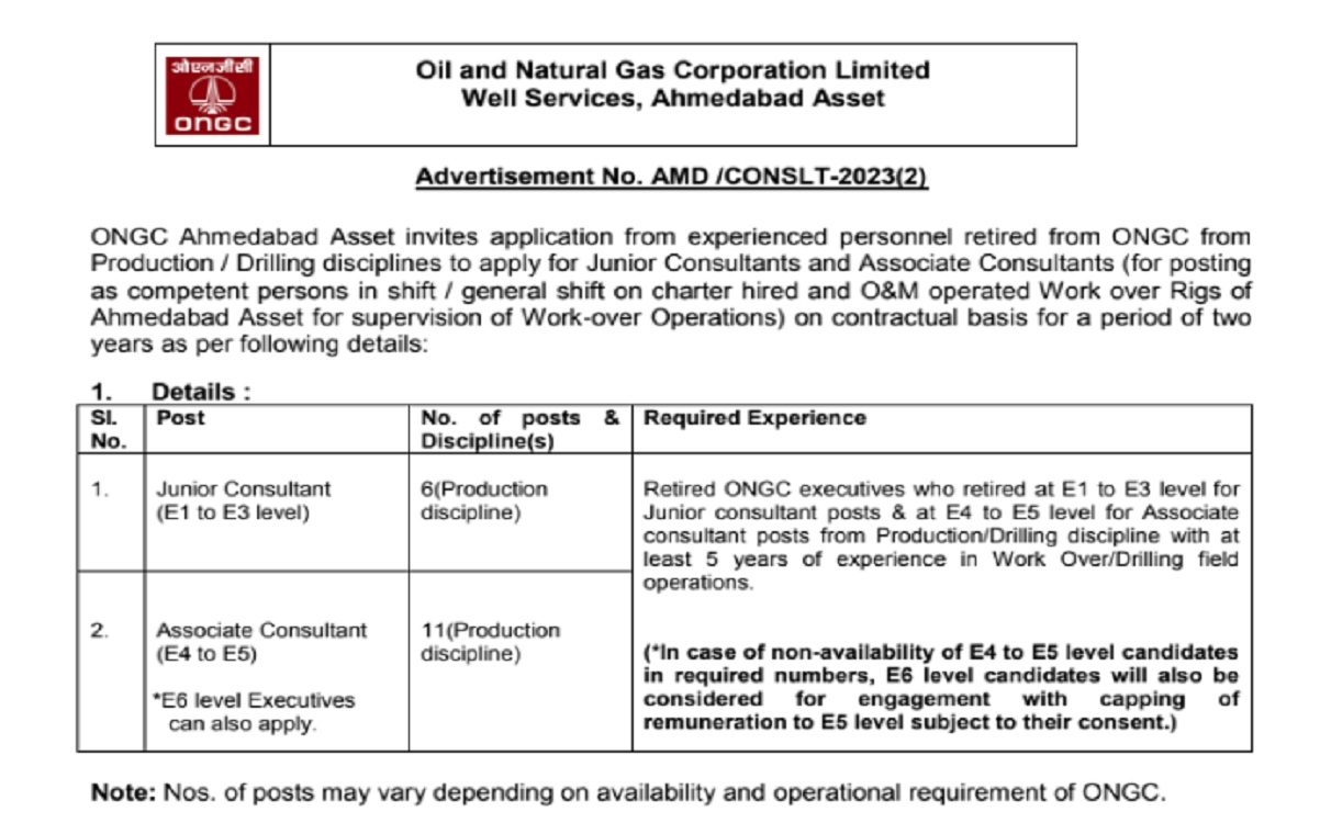 ONGC Ahmedabad Recruitment 2023