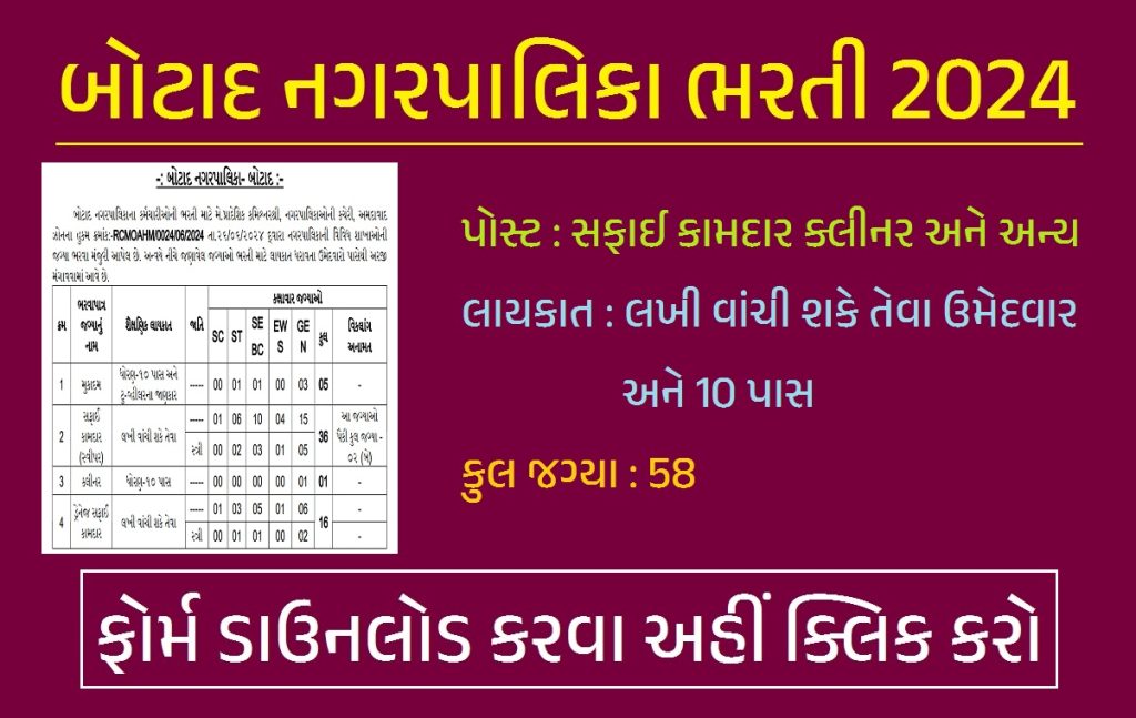 Botad Nagarpalika Recruitment 2024