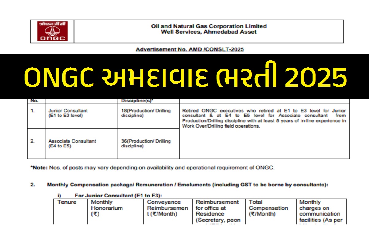 ONGC Ahmedabad Recruitment 2025