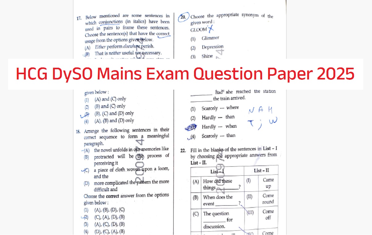 HCG DySO Mains Exam Question Paper 2025