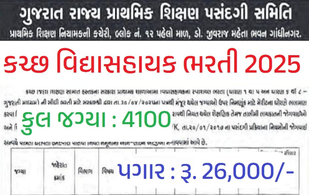 Kutch Vidhyasahayak Bharti 2025