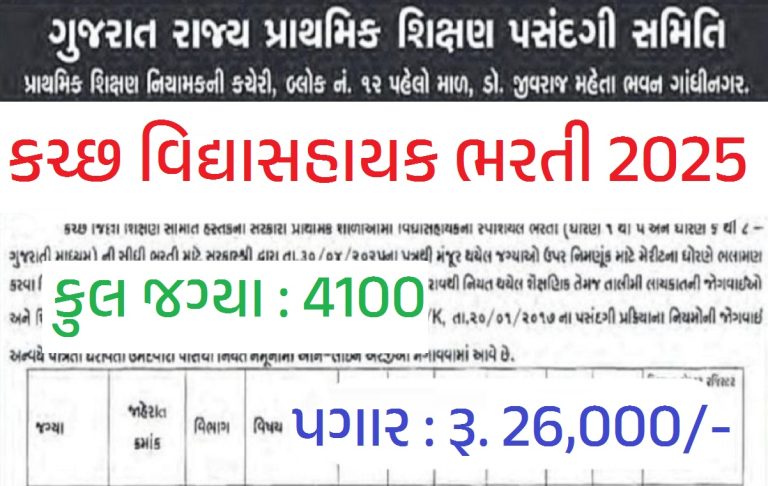 Kutch Vidhyasahayak Bharti 2025