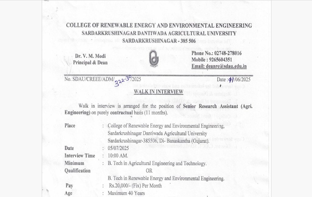 SDAU Recruitment 2025