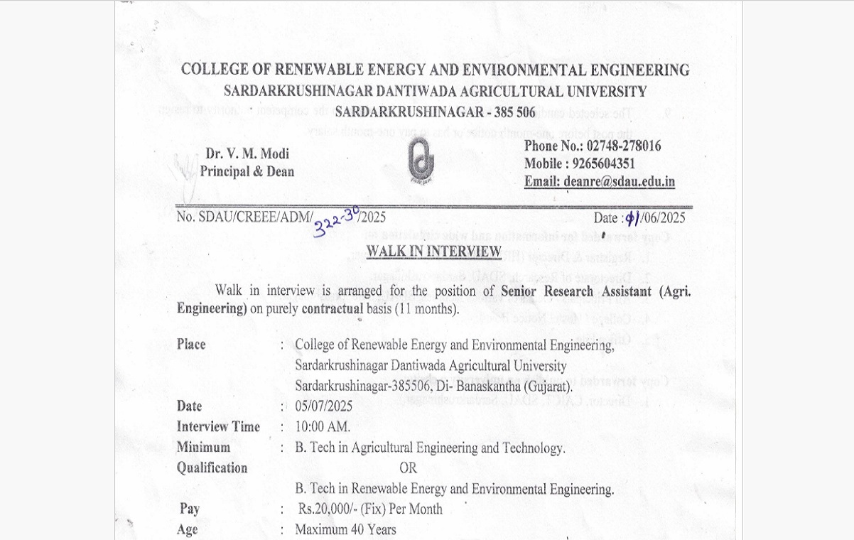 SDAU Recruitment 2025