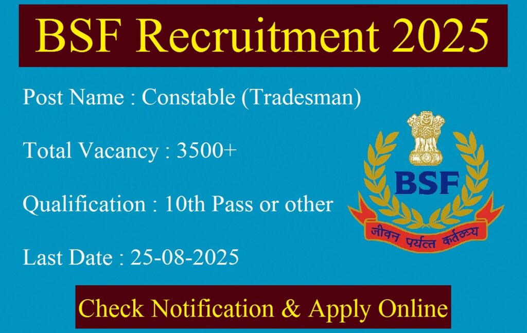 BSF Constable Tradesman Recruitment 2025