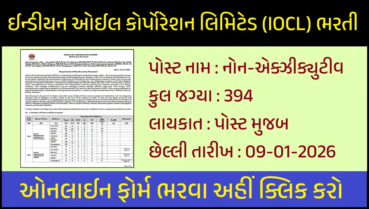 IOCL Non-Executive Recruitment 2025-26