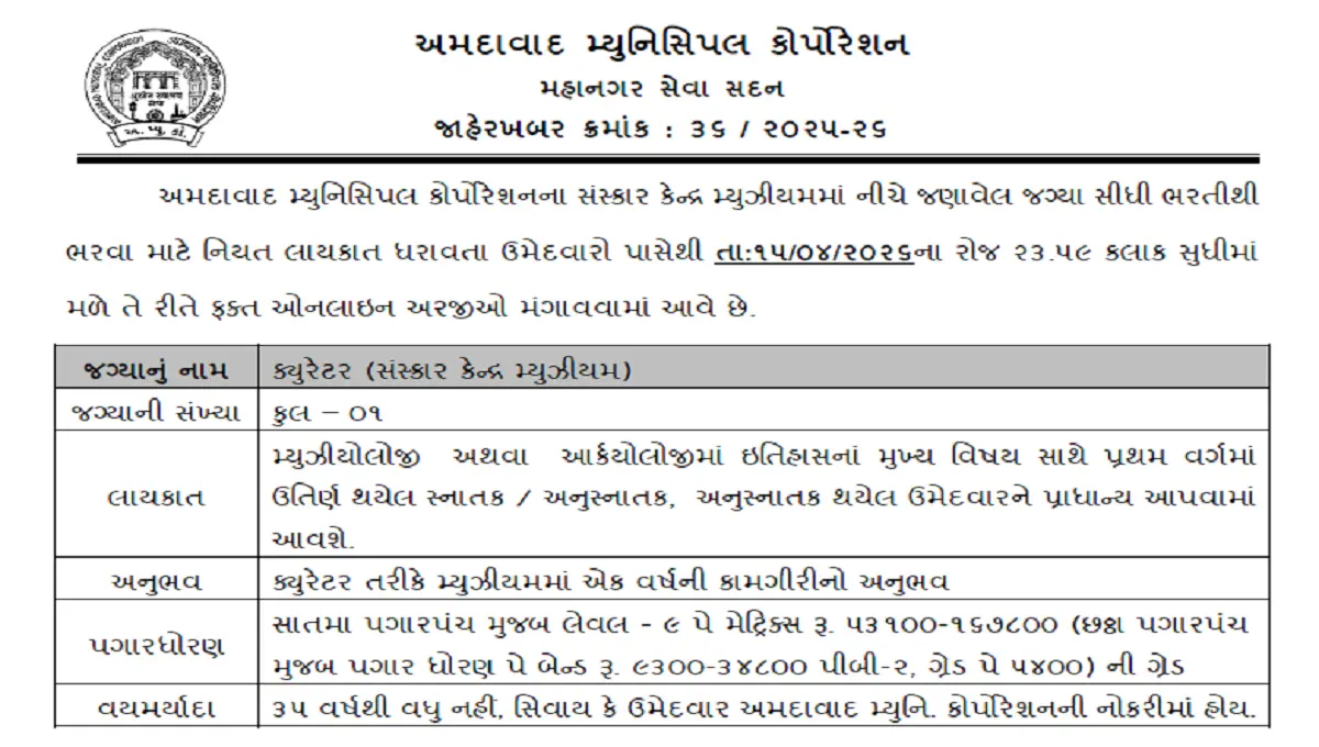 AMC Curator Recruitment 2026