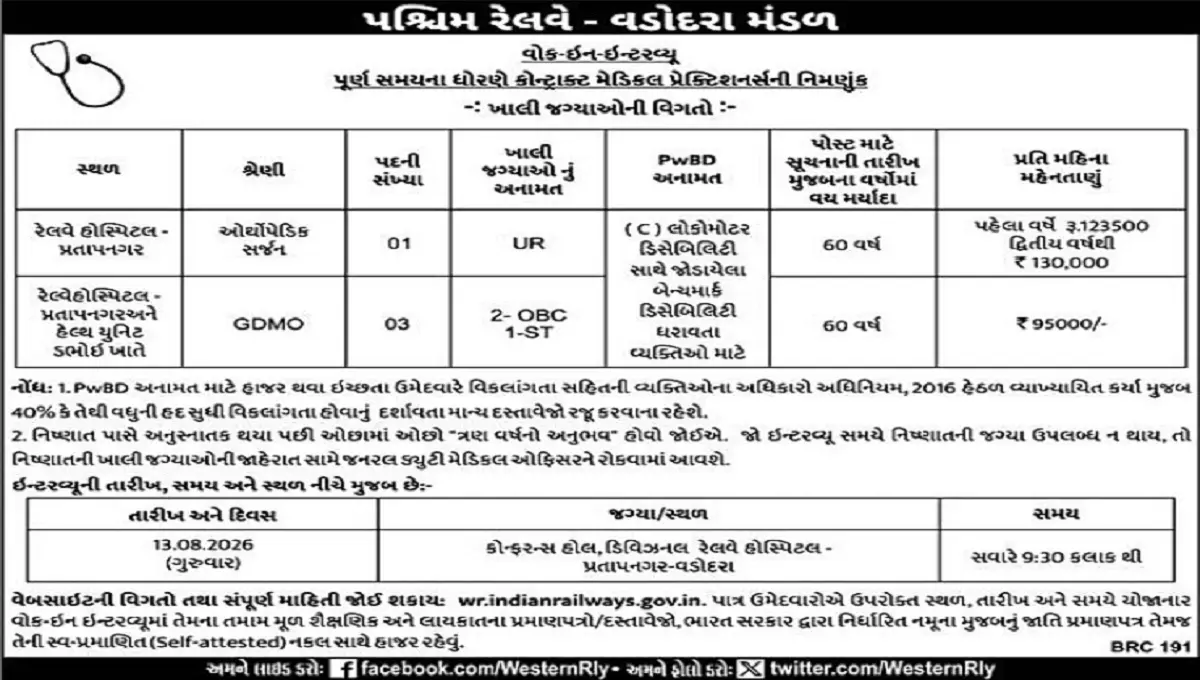 Western Railway Vadodara Recruitment 2026