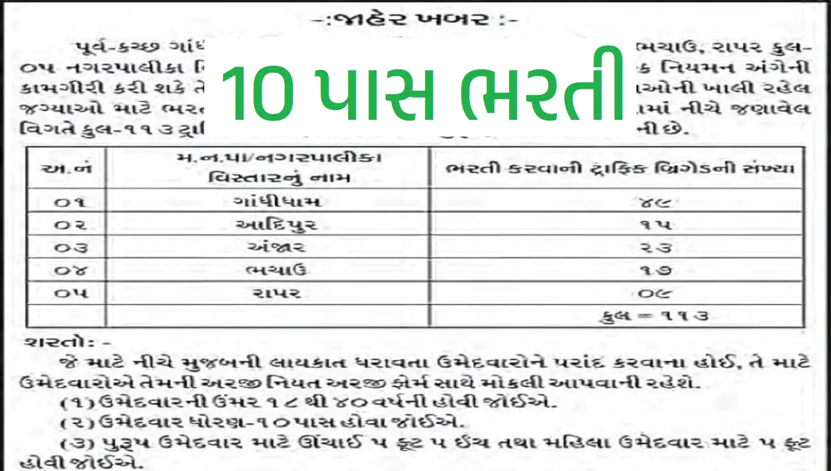 East Kutch Gandhidham Traffic Brigade Recruitment 2026