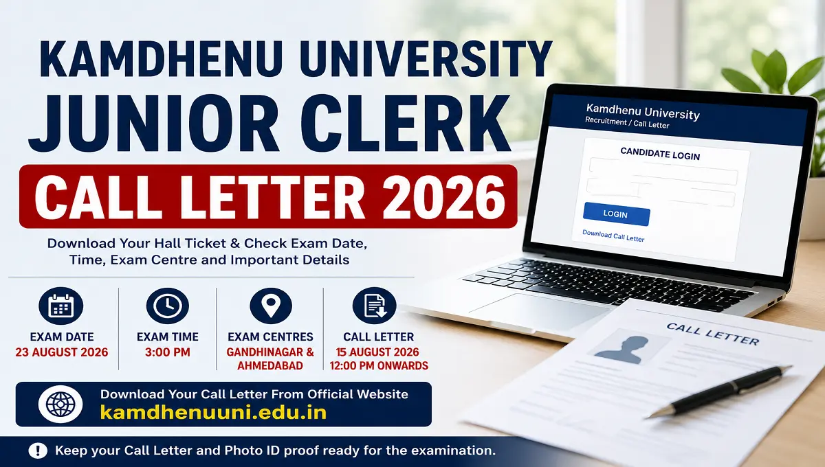 Kamdhenu University Junior Clerk Call Letter 2026